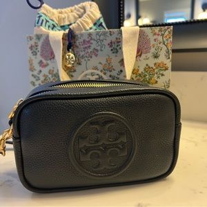 Tory Burch Perry Bombe Mini Bag Black Leather